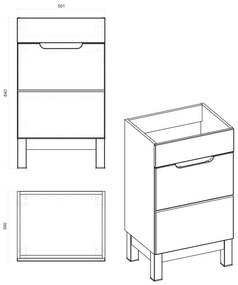 Comad Bali White 824 FSC onderkast 50cm eiken/wit