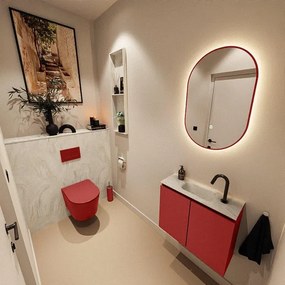 MONDIAZ TURE-DLUX 60cm toiletmeubel Fire. EDEN wastafel Ostra positie midden. Met 1 kraangat. TUREDX60FIRM1OST