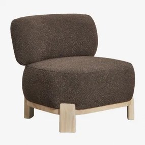 Set Van 2 Gestoffeerde Fauteuils In Rubberhout Eldred Bouclé Chocolade Bruin - Sklum