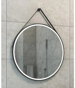 Wiesbaden Cinto spiegel rond met band, LED, dimbaar en spiegelverwarming 80 cm mat zwart 38.4178
