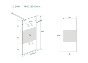 Mueller inloopdouche met muurprofiel 160x200 8mm Nano matglas