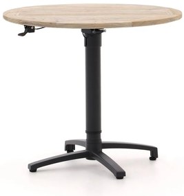 Inklapbare tafel Bellagio  | Rond  | Tuintafel Teakhout | Ø85cm | 2 personen | Verstelbaar | Kees Smit Tuinmeubelen
