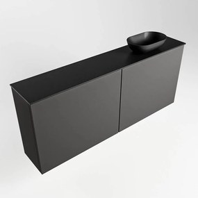 Mondiaz Fowy toiletmeubel 120cm dark grey met zwarte waskom rechts zonder kraangat