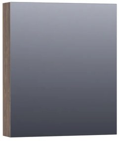 Saniclass Dual Spiegelkast - 60x70x15cm - 1 linksdraaiende spiegeldeur - MFC - burned bark 7272