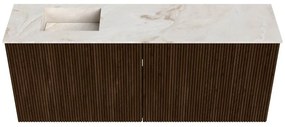 Mondiaz Joya DLux 100cm toiletmeubel walnut met wastafel faye links zonder kraangat frappe