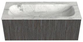Mondiaz Kurve-dlux 110cm badmeubel shadow met 1 lade en wastafel big medium midden zonder kraangat opalo