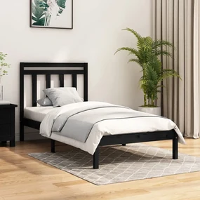 vidaXL Bedframe massief hout zwart 90x190 cm 3FT Single