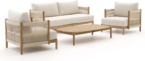 + 10% kassakorting | Stoel-bank loungeset Zavelli | 4 personen | Loungeset Natural Teak | Teakhout | 320x180cm | Kees Smit Tuinmeubelen