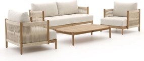 Stoel-bank loungeset Zavelli | 4 personen | Loungeset Natural Teak | Teakhout | 320x180cm | Kees Smit Tuinmeubelen