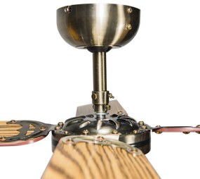 Industriële plafondventilator met lamp 100 cm hout - Wind Retro E14 rond Binnenverlichting Lamp