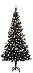 vidaXL Kunstkerstboom met LED's en kerstballen 240 cm PVC zwart