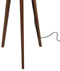 Vloerlamp tripod walnoot hout met velours kap bruin 50cm - Tripod Classic Klassiek / Antiek, Landelijk E27 Scandinavisch rond Binnenverlichting Lamp