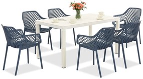 King/Aria tuinset wit en blauw voor 6 personen Bica
