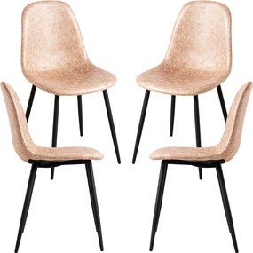 Set 4 Black Teok Kunstlederen Stoelen