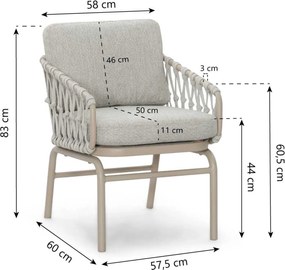 Tuinstoel Rope Zand/Beige Lifestyle Garden Furniture Ventana low  loft