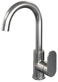 Brauer Brushed Edition ColdStart wastafelkraan hoog met draaibare ronde uitloop model C RVS geborsteld PVD