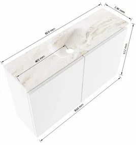 Mondiaz Ture DLux toiletmeubel 80cm army met wastafel frappe midden zonder kraangat