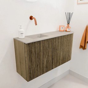 Mondiaz Joya DLux 80cm toiletmeubel ronding rechts dusk met wastafel faye links zonder kraangat opalo