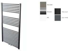 Sanicare design radiator midden aansluiting recht 120 x 60 cm. Gun metal HRM601200M