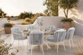 Tuinset 6 personen 220 cm Aluminium/Aluminium/polywood Wit Santika Furniture Santika