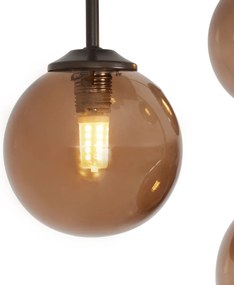 Design plafondlamp brons met brons glas 5-lichts - Athens Design G9 bol / globe / rond vierkant Binnenverlichting Lamp