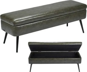 VEVOR Ottoman Bank (400 x 1200 x 450 mm) van PU-leer met metalen poten en opbergruimte, gestoffeerde schoenenbank met een draagvermogen van 300 kg, moderne bedbank slaapkamerbank voor de woonkamer eetkamer groen