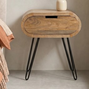 Nachtkastje Met Ronde Hoeken Mango Hout - 50x35x60cm.