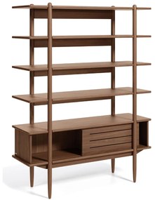 Kave Home Carolin Walnoot Stellingkast Vintage Retro Design - 130x41x169cm.