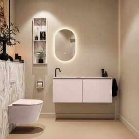 Mondiaz Ture DLux toiletmeubel 120cm rosee met wastafel glace links met kraangat