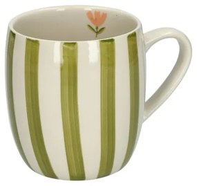 Theemok, steengoed, groen gestreept,Ø 9,5 cm