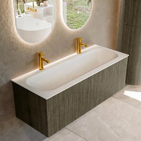 Mondiaz Kurve 120cm badmeubel shadow met 1 lade en wastafel big large midden 2 kraangaten