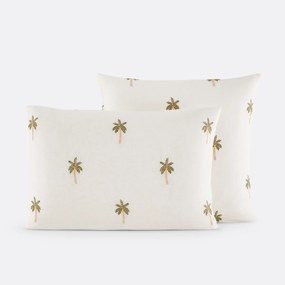 Geborduurd katoen/gewassen linnen kussensloop Ravenel