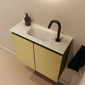 Mondiaz Ture DLux toiletmeubel 60cm oro met wastafel ostra midden met kraangat