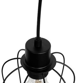 Smart hanglamp zwart met hout incl. 4 Wifi A60 - Stronk