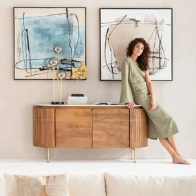 Kare Design Grace Dressoir Mangohout En Marmer - 160x45x78cm.