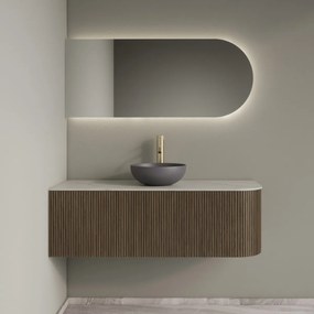 Gliss Design Alluro badmeubel ribbelfront met ronding rechts 120cm ash grey en wit marmer toppaneel