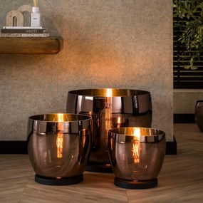 Lage Vloerlamp Van Koperkleurig Glas 48 Cm