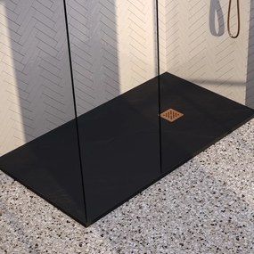 Brauer Asteroid douchevloer 100x160cm mineraalmarmer zwart mat