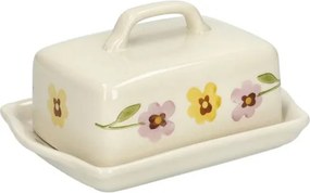 Botervloot, steengoed, viooltjes, 18,5 x 13,5 cm
