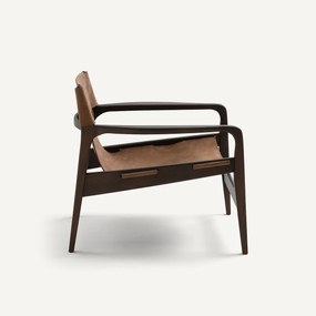 Fauteuil van massief gebeitst eiken en leer, Alberto