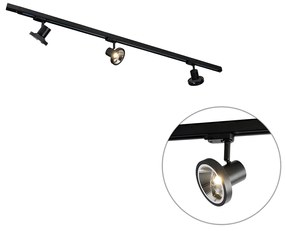 Railsysteem met 3 Spot / Opbouwspot / Plafondspots zwart links incl. LED 3-fase - Iconic Jeany Modern GU10 Binnenverlichting Lamp