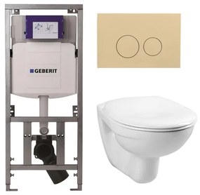 Adema Classico toiletset bestaande uit inbouwreservoir en toiletpot, basic toiletzitting en bedieningsplaat beige - ronde knoppen - wit 4345100/0261520/SW1102365/0701131