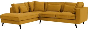 Goossens Bank Suite geel, stof, 3-zits, elegant chic met ligelement links