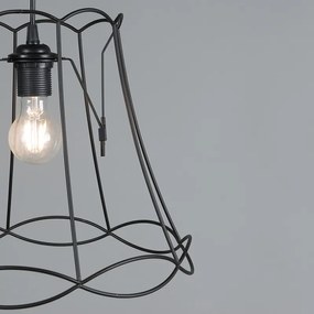 Retro hanglamp zwart 35 cm - Granny Frame Retro Minimalistisch E27 Draadlamp rond Binnenverlichting Lamp