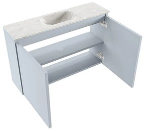 Mondiaz Ture DLux toiletmeubel 80cm clay met wastafel ostra midden met kraangat