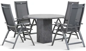 Tuinset Ronde Tuintafel 4 personen 120 cm Aluminium/Textileen /Aluminium/textileen Grijs  Hartman Royal