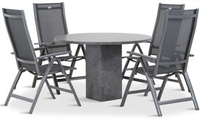 Tuinset Ronde Tuintafel 4 personen 120 cm Aluminium/Textileen Grijs  Hartman Royal