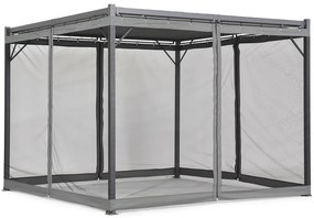 Antraciet Malaga terraspergola 3x4m met muggengaas Garden Point