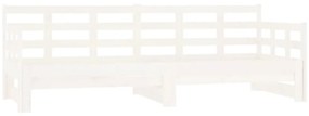vidaXL Slaapbank uitschuifbaar massief grenenhout wit 2x(80x200) cm