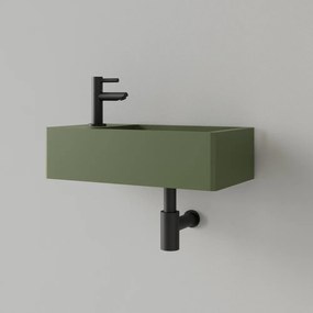 Sanigoods Luko fontein 40x22cm links met kraangat olijfgroen
